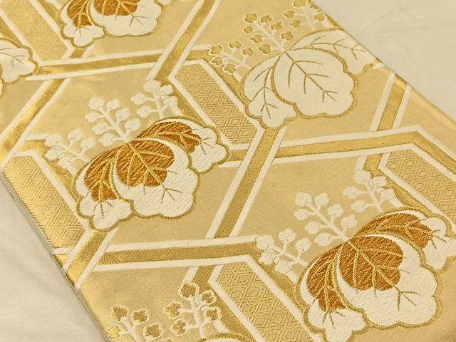 平和屋着物◎六通柄袋帯 唐織 亀甲桐文 金糸 正絹 逸品 CAAV1968qv