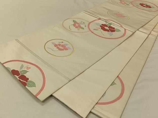 平和屋着物◎六通柄袋帯 枝椿 金銀糸 正絹 逸品 CAAV1972qv
