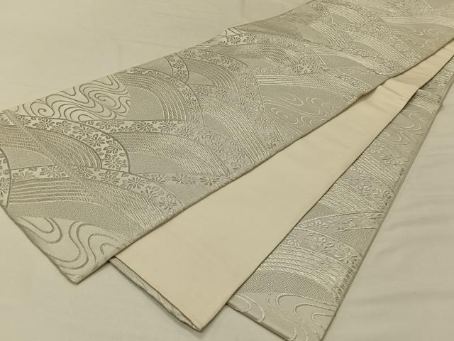 平和屋着物◎六通柄袋帯 華青海波 銀糸 正絹 逸品 CAAV1985qv