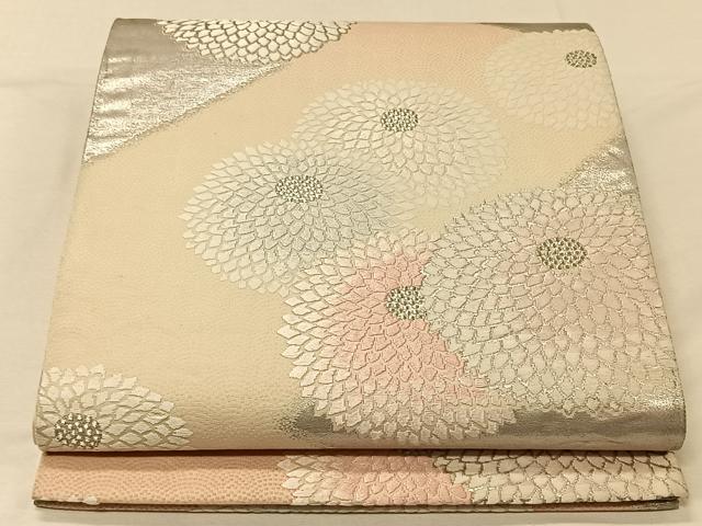 平和屋着物◎六通柄袋帯 唐織 万寿菊 銀糸 正絹 逸品 CAAV1988qv
