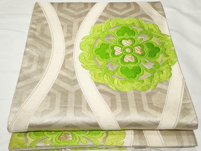 平和屋着物◎六通柄袋帯 唐織 立涌花文 金糸 正絹 逸品 CAAV2256ev