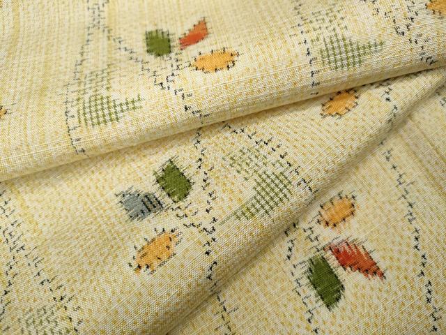 平和屋着物▽上質な紬 単衣 よろけ縞枝葉文 正絹 逸品 未使用 CAAV3163ut