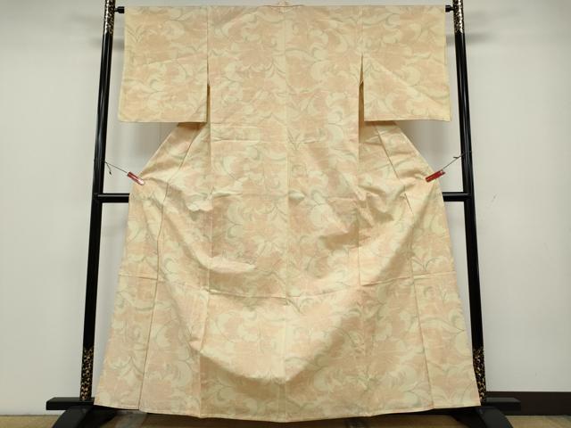 平和屋着物▽結城紬 単衣 草花文 正絹 逸品 CAAV3169ut