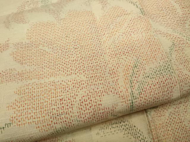 平和屋着物▽結城紬 単衣 草花文 正絹 逸品 CAAV3169ut