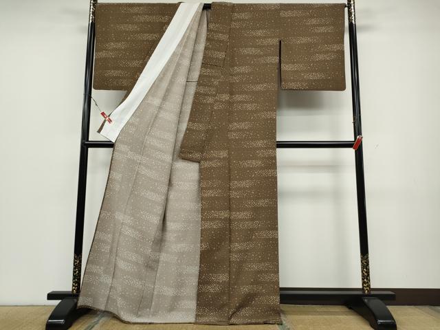 平和屋着物▽小紋 単衣 横段舞花文 洗える着物 CAAV3180ut