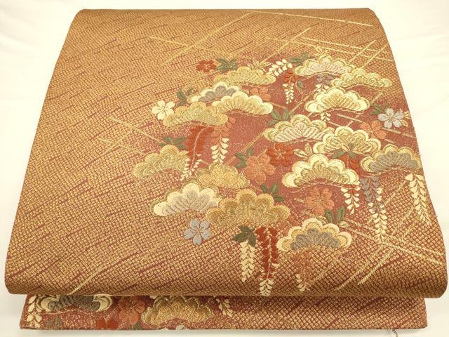 平和屋着物◎六通柄袋帯 吉祥花文 錦臈彩 金糸 正絹 逸品 CAAV3212ft