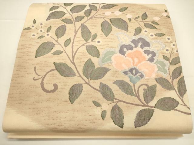 平和屋着物◎太鼓柄袋帯 すくい織 更紗花文 正絹 逸品 CAAV3270ft