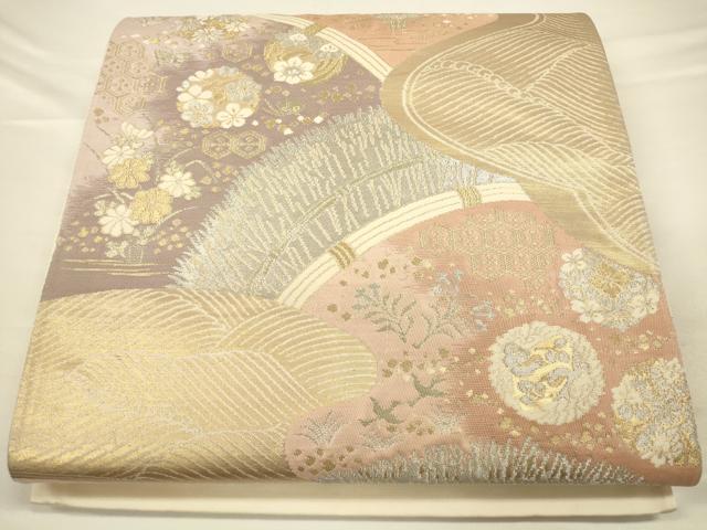 平和屋着物◎六通柄袋帯 吉祥丸文 金銀糸 正絹 逸品 CAAV3332ft
