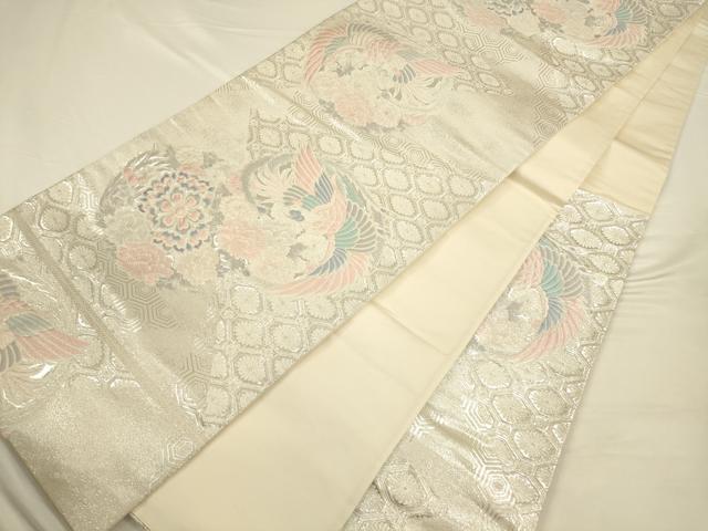 平和屋着物◎六通柄袋帯 唐織 花鳥丸文 九百錦 銀糸 正絹 逸品 CAAV3413ft
