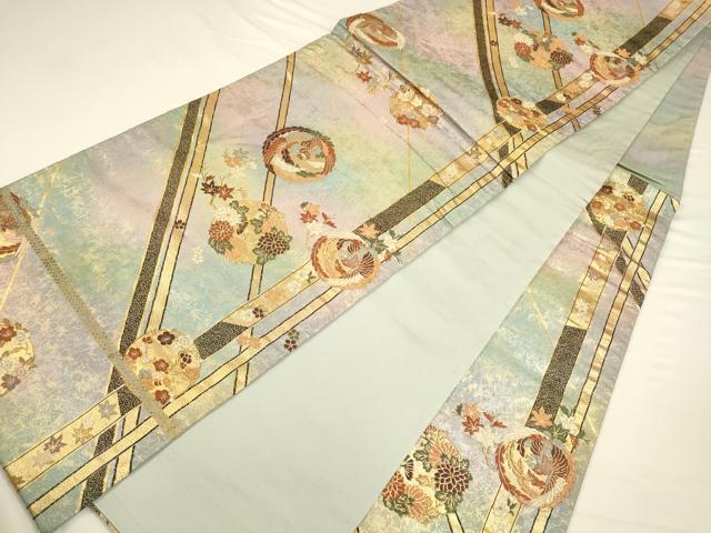 平和屋着物◎六通柄袋帯 鳳凰花丸文 金糸 正絹 逸品 CAAV3451ft