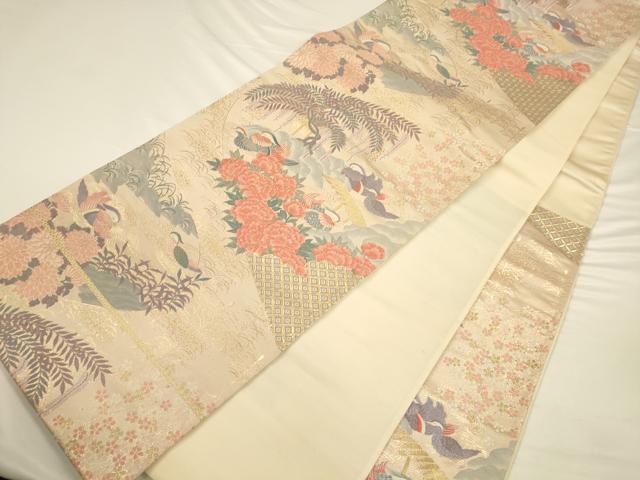 平和屋着物◎六通柄袋帯 唐織 鴛鴦流水文 金糸 正絹 逸品 CAAV3453ft