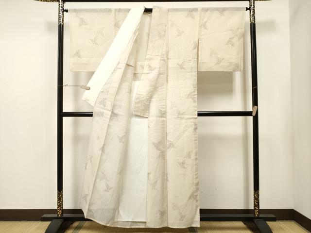 平和屋着物*夏物 結城紬 夏結城 100亀甲 舞蝶文 正絹 逸品 CAAV3625dy