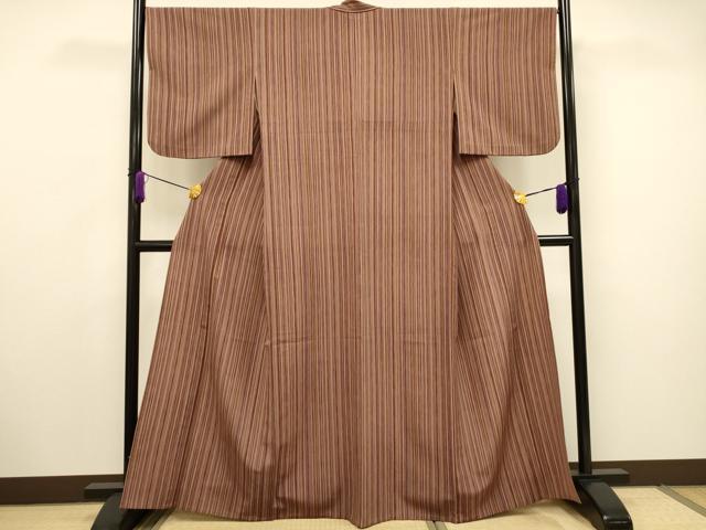 平和屋着物▽小紋 単衣 縞 洗える着物 CAAV3703dy