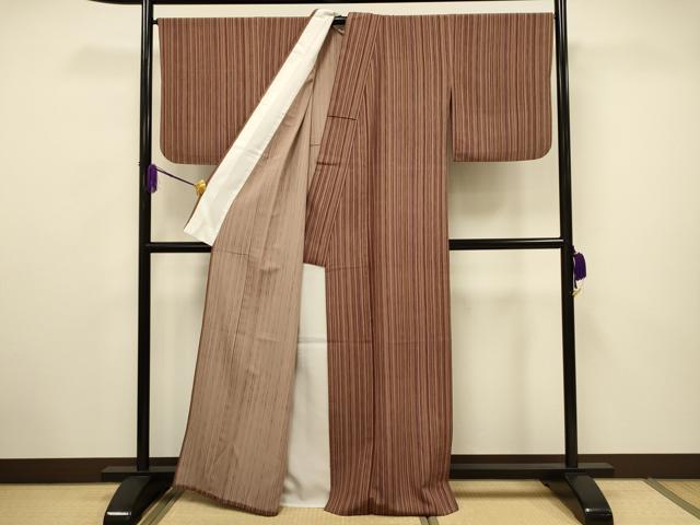 平和屋着物▽小紋 単衣 縞 洗える着物 CAAV3703dy