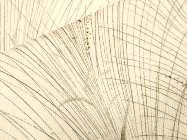 平和屋着物▽訪問着 単衣 紬地 草花文 正絹 逸品 CAAV3707dy