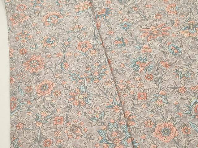 平和屋着物▽上質な小紋 単衣 更紗花文 正絹 逸品 CAAV3714dy