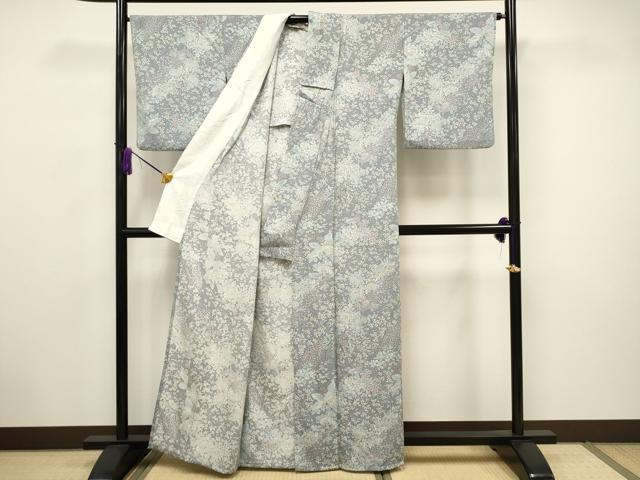 平和屋着物▽上質な小紋 単衣 孔雀花文 正絹 逸品 CAAV3739dy