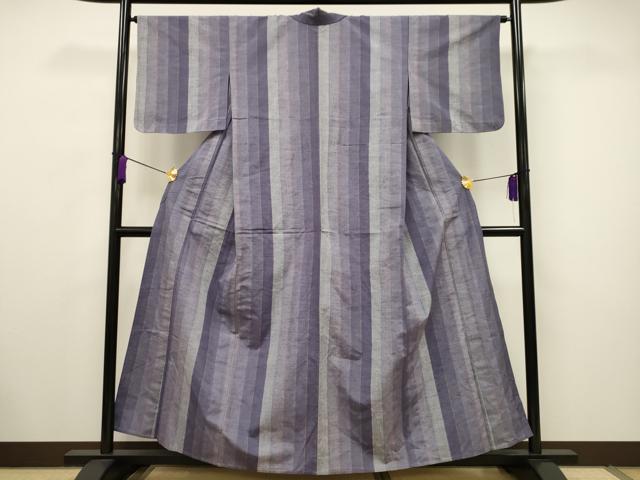 平和屋着物▽上質な紬 単衣 縞 正絹 逸品 未使用 CAAV3745dy