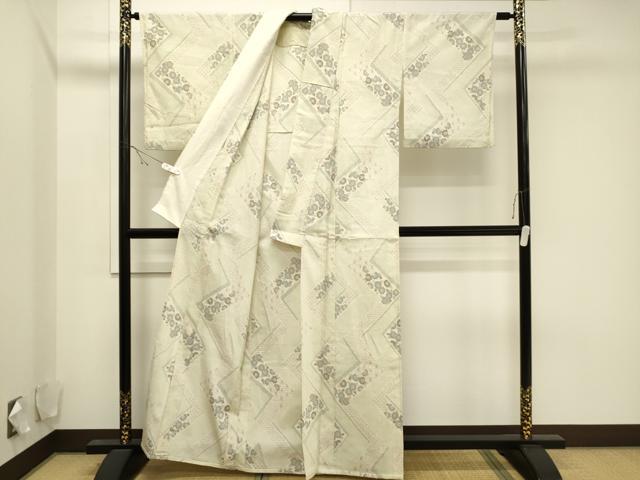 平和屋着物▽本塩沢 単衣 吉祥花文 正絹 逸品 CAAV3779dy