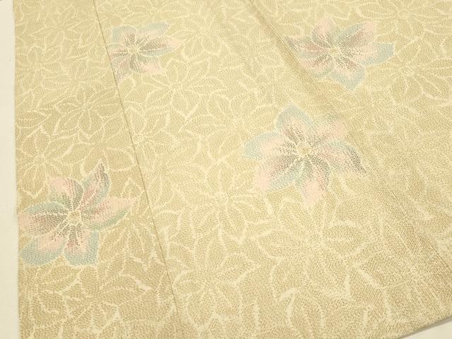 平和屋着物▽本塩沢 単衣 花尽し文 正絹 逸品 CAAV3797dy