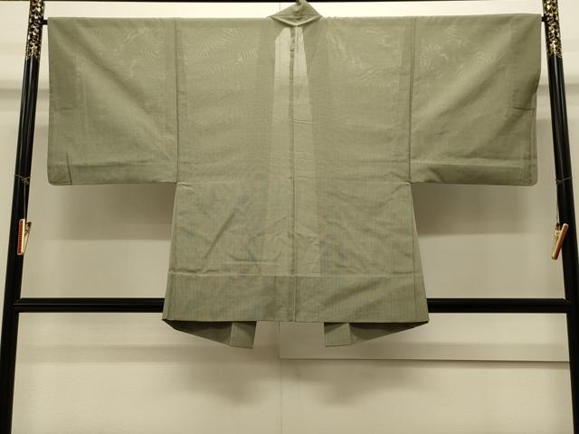 平和屋着物▽男性 羽織 スリーシーズン 春夏秋 塵よけ 縦絽紬 柳茶色 正絹 逸品 CAAV3806dy