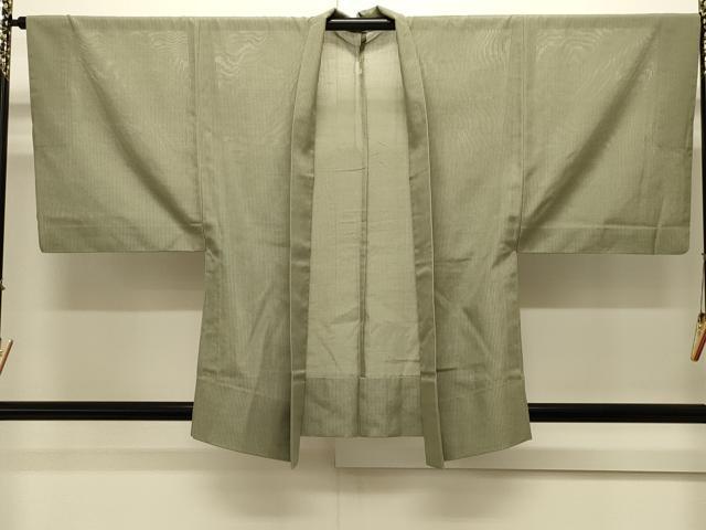 平和屋着物▽男性 羽織 スリーシーズン 春夏秋 塵よけ 縦絽紬 柳茶色 正絹 逸品 CAAV3806dy