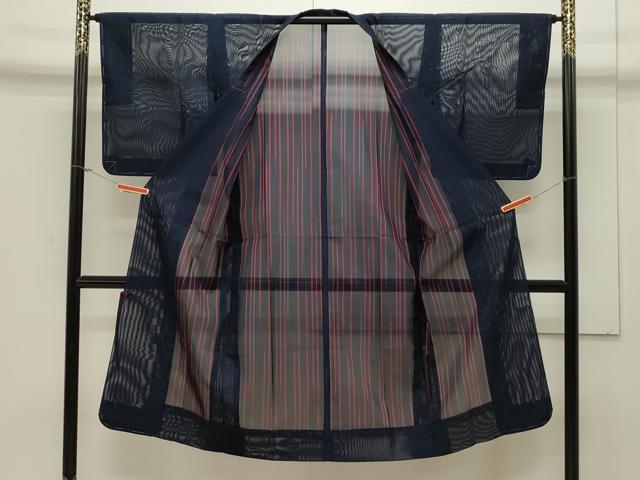 平和屋着物▽道行コート スリーシーズン 春夏秋 塵除け 紗 縞 正絹 逸品 未使用 CAAV3807dy