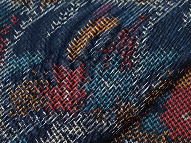 平和屋着物▽上質な紬 単衣 青海波花文 正絹 逸品 CAAV3881dy