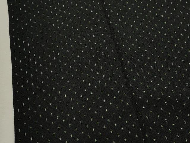 平和屋着物▽本塩沢 単衣 十字絣 黒地 正絹 逸品 CAAV3885dy