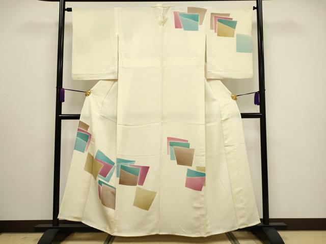 平和屋着物▽訪問着 単衣 色紙重ね文 正絹 逸品 未使用 CAAV3895dy