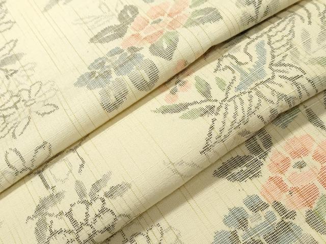 平和屋着物▽上質な紬 単衣 亀甲花鳥文 正絹 逸品 CAAV3897dy
