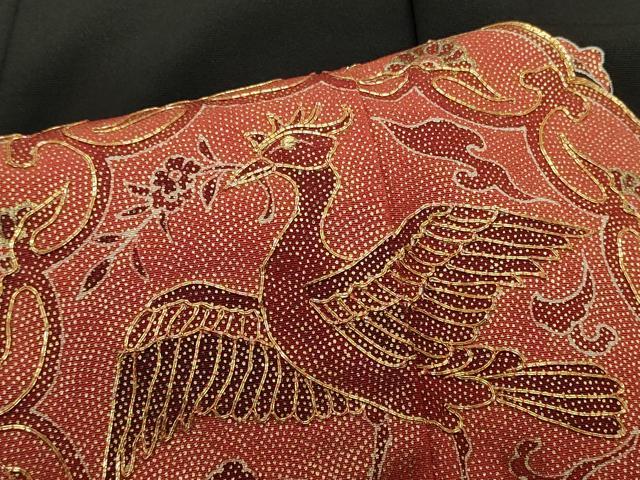 平和屋着物■豪華黒留袖 駒刺繍 道長花鳥文 正絹 逸品 CAAV4283in