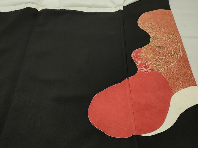 平和屋着物■豪華黒留袖 駒刺繍 道長花鳥文 正絹 逸品 CAAV4283in