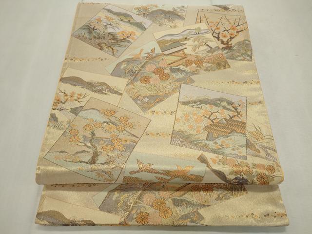 平和屋着物◎六通柄袋帯 瀞吉兆 色紙重ね風景文 金糸 正絹 逸品 CAAV4302in