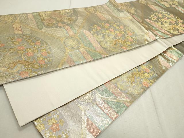 平和屋着物◎六通柄袋帯 唐織 天井花鳥文 金銀糸 正絹 逸品 CAAV4306in