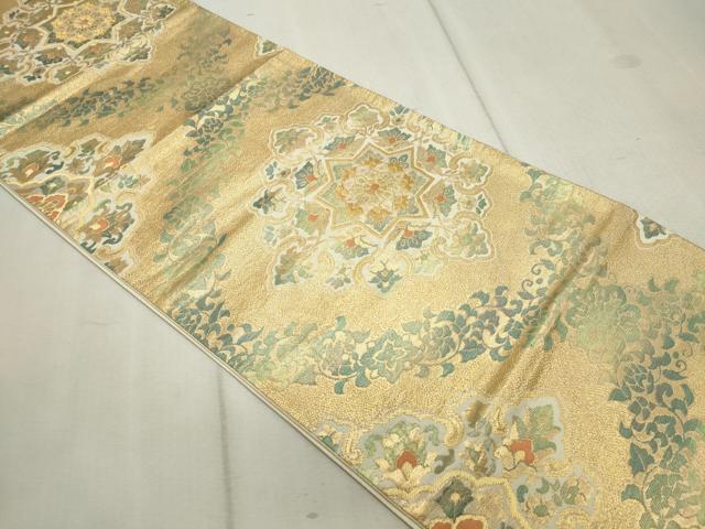 平和屋着物◎西陣 六通柄袋帯 正倉院花文 金糸 正絹 逸品 CAAV4331in