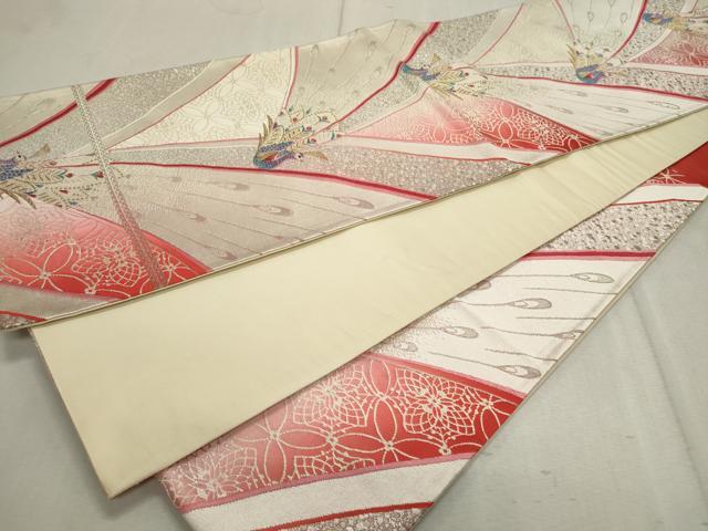 平和屋着物◎六通柄袋帯 唐織 孔雀文 金銀糸 正絹 逸品 CAAV4342in