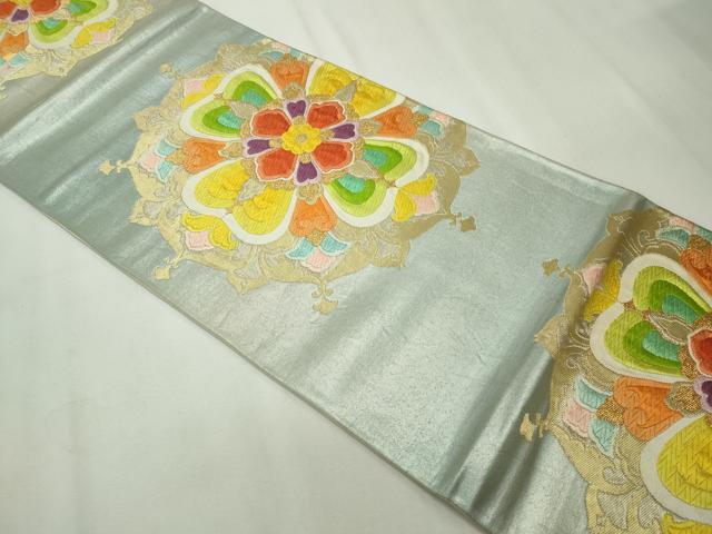 平和屋着物◎六通柄袋帯 唐織 正倉院花文 金銀糸 正絹 逸品 CAAV4361in
