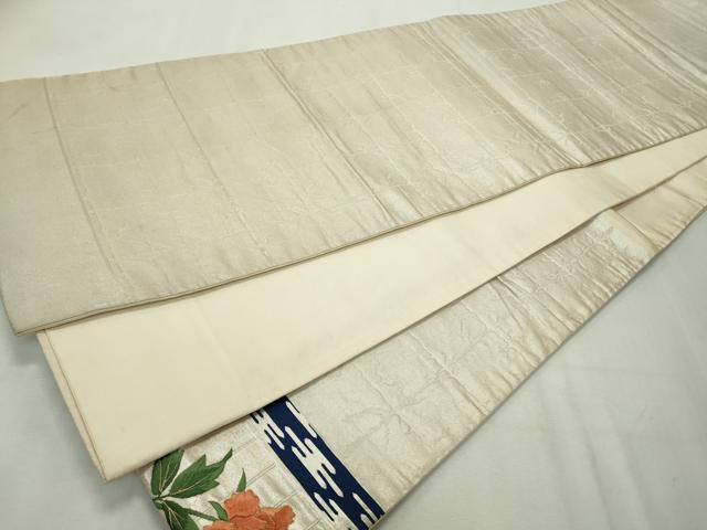 平和屋着物◎太鼓柄袋帯 刺繍 横段枝花文 金銀糸 正絹 逸品 CAAV4367in