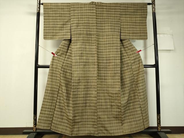 平和屋着物●上質な紬 格子柄 正絹 逸品 CAAV4705vp