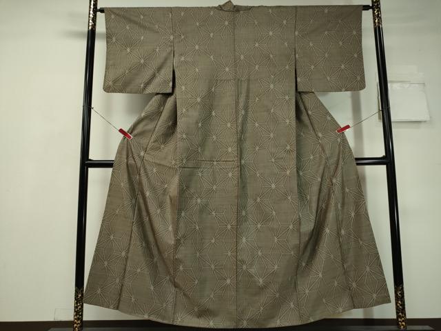 平和屋着物●本場大島紬 9マルキ 変わり麻の葉文様 正絹 逸品 CAAV4729vp