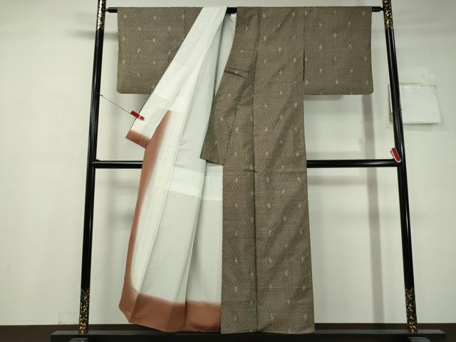 平和屋着物●本場大島紬 9マルキ 変わり麻の葉文様 正絹 逸品 CAAV4729vp