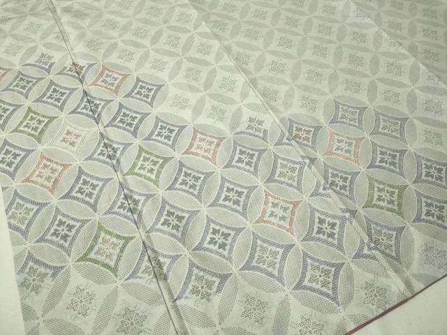 平和屋着物●都喜ヱ門 本場大島紬 訪問着 中国三大刺繍 スワトウ刺繍 白大島 9マルキ 七宝花文 藤絹織物謹製 正絹 逸品 CAAV4759vp