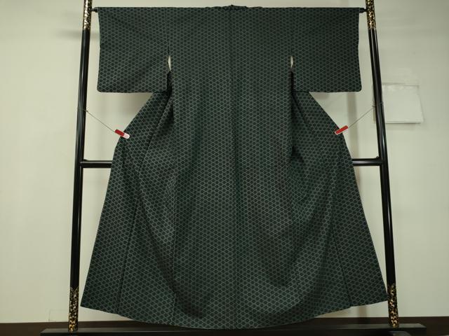平和屋着物●上質な小紋 紬地 籠目文様 正絹 逸品 CAAV4765vp
