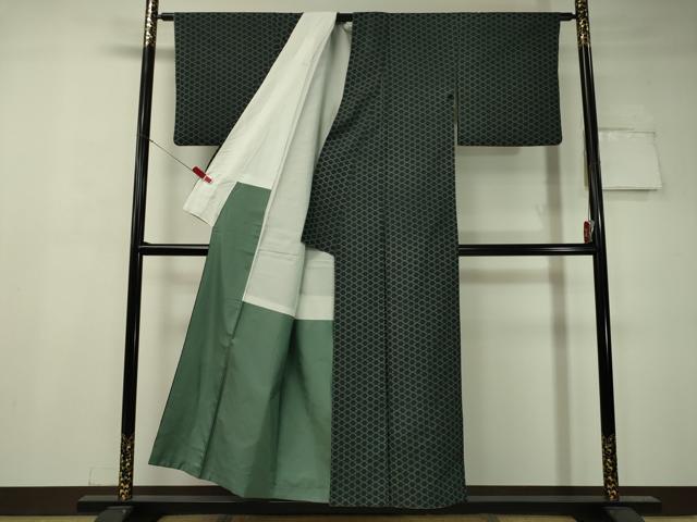 平和屋着物●上質な小紋 紬地 籠目文様 正絹 逸品 CAAV4765vp