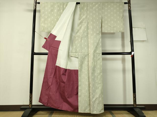 平和屋着物●本場大島紬 白大島 麻の葉文様 正絹 逸品 CAAV4794vp