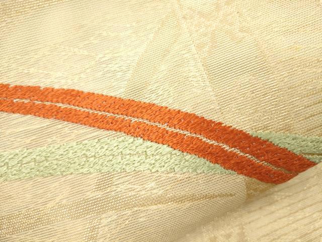 平和屋着物*夏物 六通柄袋帯 唐織 芝草文 金糸 正絹 逸品 CAAV4810eg
