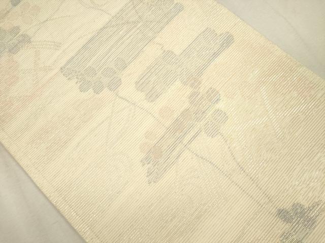 平和屋着物*夏物 六通柄袋帯 流水草花文 銀糸 正絹 逸品 CAAV4812eg