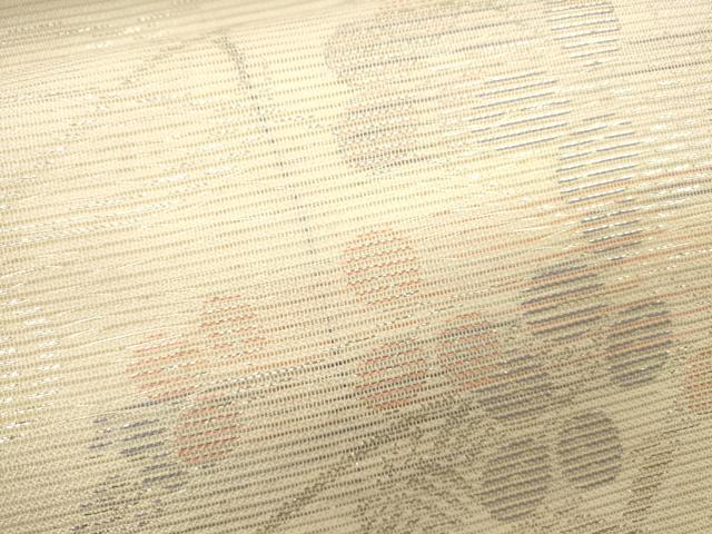 平和屋着物*夏物 六通柄袋帯 流水草花文 銀糸 正絹 逸品 CAAV4812eg