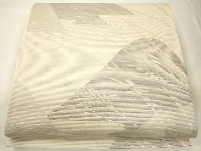 平和屋着物*夏物 六通柄袋帯 遠山草木文 銀糸 正絹 逸品 CAAV5113eg
